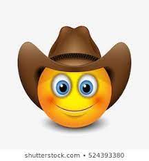 Cute Smiling Emoticon Wearing Cowboy Hat Emoji Smiley Vector Illustration Smiley Emoji Emoticon Emoji