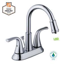 Glacier Bay Focus 4 In Centerset 2 Handle Led High Arc Bathroom Faucet In Chrome 67604w 6001 Bathroom Faucets Faucet Led