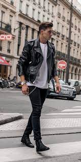 Men Casual Outfits First Date Leather Jacket Men Style Leather Jacket Men Leather Jeans Men