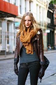 51 Beautiful Scarf For Women To Beautify Your Style In This Fall Leather Jacket Outfits Leather Jackets Women Burgundy Leather Jacket