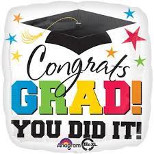 17 Grad You Did It Square Foil Balloons Balloons Graduation Balloons