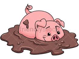 Farm Pig In Dirt Cartoon Vector Clipart Friendlystock Cartoon Cow Pig Illustration Pig Cartoon