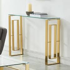 House Of Hampton Menzel 39 5 Console Table Wayfair Steel Console Table Glass Console Table Console Table
