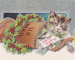 U.S. Mail Cat- 1900s Antique Postcard- Christmas Cat- Christmas ...