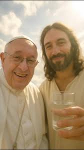 Pope Jesus Flying Up to The Sky