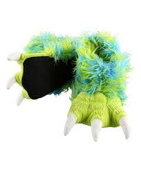 lazy one green blue monster paw slipper kids