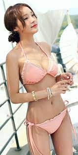 Luxe Asian Women Dresses Fashion Style Korean Fashion Clothing Korean Swimsuits Bikini Swimwear Lovely Pink Bikini Teens Swimwear Bikinis Beautiful Swimsuits