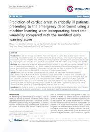In more detail these have no role in cardiac arrest. Pdf Prediction Of Cardiac Arrest In Critically Ill Patients Presenting To The Emergency Department Using A Machine Learning Score Incorporating Heart Rate Variability Compared With The Modified Early Warning Score