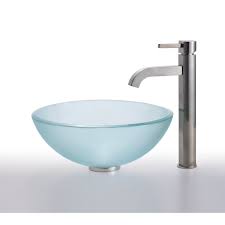 kraus frosted glass vessel sink in