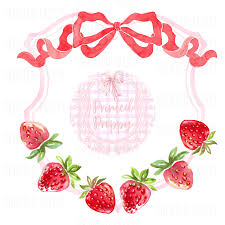Preppy Strawberry Crest Watercolor PNG