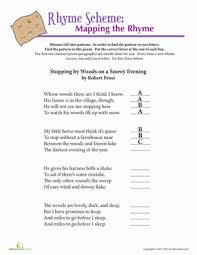 Robert Frost Rhyme Scheme Worksheet Education Com Poetry Worksheets Rhyme Scheme Teaching Poetry