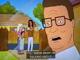 This shot always gets me rollingggg..why are Nancy and Joseph standing  watching Redcorn? Why is Redcorn hammering Hanks fence? : r/KingOfTheHill