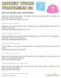 Money Word Problems 3 Education Com Kids School Pinterest Word Problems Maths And Worksheets