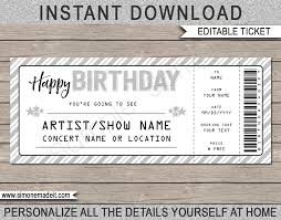 Fillable Free Birthday Gift Certificate Template Birthday Concert Ticket Template Concert Ticket Template Ticket Template Surprise Birthday Gifts