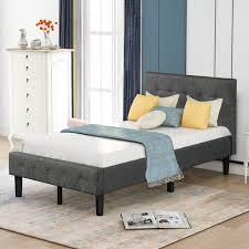 If you don't have a boxspring, look for a frame with more slats to support your. Twin Platform Bed Frame With Headboard Heavy Duty Fabric Upholstered Bed Frame Mattress Foundation With Wood Slat Support For Adults Teens Children No Box Spring Required Gray L531 Walmart Com Walmart Com