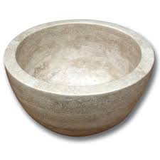 Vasque Pierre Bol Travertin Beige 32x15 Cm Lave Mains As De Carreaux Vasque Pierre Vasque Vasque Pierre Naturelle