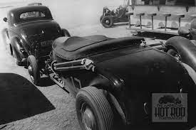 Jack Colari Of The Lancers Car Club Transported His Slick Looking Model A Roadster Up To El Mirage Back In 47 The Old Fashi Vintage Hot Rod Hot Rods Roadsters