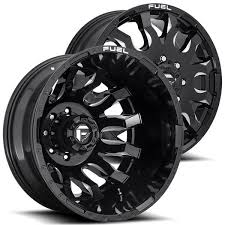 Fuel Black And Blue Stroke Wheels 20 Fuel Wheels D673 Blitz Dually Gloss Black Milled Off Road Rims In 2020 Fuel Wheels Dually Wheels Gloss Black