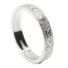 Narrow Silver Wedding Ring Irish Wedding Rings Emerald Engagement Ring Set Silver Wedding Rings