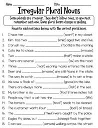 A revision worksheet to revise to be, have got, there is/there are, possessive adjectives and possessive pronouns, plurals, prepositions. Irregular Plural Nouns Worksheet By Learnersoftheworld Tpt