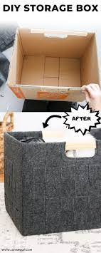 Diy Felt Box Diy Storage Boxes Storage Solutions Diy Cardboard Storage