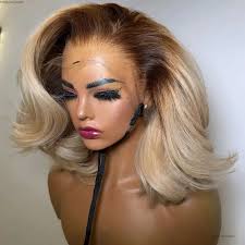 Kadınlar Için Ombre Sarışın Gerçek Saç Peruk 360 Ön Dantel 13x4 Şeffaf  Dantel Kısa Bob Bal Sarışın 2A3 Doğal Görünüm Yi TL1,295.08