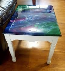 End Table Small Table Original Art Table Resin Table Resin Resin Furniture Resin Table End Tables
