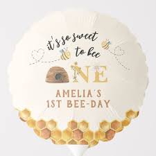 Modern Cute It's so sweet to bee one 1st birthday Balloon
