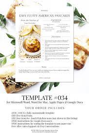 Best Seller Editable Recipe Page 034 Instant Download Etsy Homemade Cookbook Cookbook Template Recipe Template