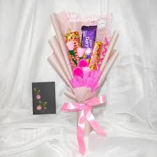 Hadiah tanaman untuk hari guru: Buket Bunga Flanel Dan Coklat Hadiah Valentine Anniversary Mother S Day Hari Guru Kado Ulang Tahun Shopee Indonesia