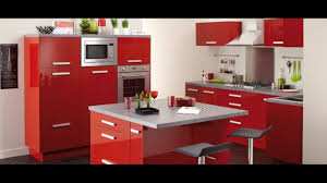 Cuisine moderne design on mainkeys. Meuble Cuisine Rouge Et Gris Youtube