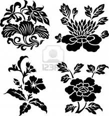 Black And White Vector Art Flowers Black Flower Isolated On White Background Chinese Flowers White Background Flowers