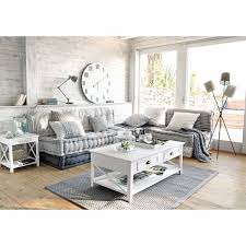 6 Seater Cotton Modular Corner Day Bed In Grey And White Honfleur Honfleur Maisons Du Monde Us Modular Corner Sofa Corner Bench Seating Home Living Room