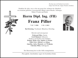 Traueranzeigen von Bad Kötzting Franz Piller
