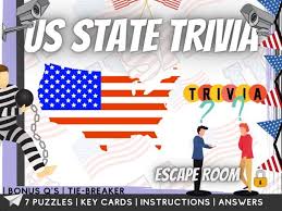 It's like the trivia that plays before the movie starts at the theater, but waaaaaaay longer. Us State Trivia Escape Room Teaching Resources