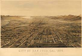 San Jose California Usa Ca 1875 Before The Great Earthquake Of 1906 San Jose California Birds Eye View Map Vintage Map