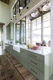 farmhouse kitchen sink under windows