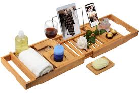 This bamboo bathtub tray from estala is designed to enhance your bathing experience by allowing you to keep everything you need close at hand and safely organized so it won't fall into the water. Phone Slots And Reading Rack Greensen Bamboo Bathtub Trays For Reading Expandable From 29 5 To 43 Wine Glass Holder Tablet Holder Adjustable Bathtub Caddy Tray Set With 2 Removable Spa Trays Bathtub Trays