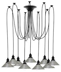 Nickel Shade Spider Pendant Light Chandelier Industrial Chandeliers By Hangout Lighting