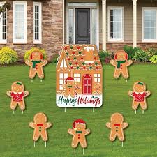 9'' h x 8'' w x 7'' d; Big Dot Of Happiness Gingerbread Christmas Yard Sign And Outdoor Lawn Decorations Gingerbread Man Holiday Party Yard Signs Set Of 8 Target