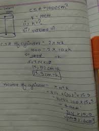 The curved surface area of a cylinder (csa) is defined as the area of the curved surface of any given cylinder having base radius 'r', and csa or lsa = 2π × r × h square units. 10 A Cylinder Has A Diameter Of 20 Cm The Area Of Curved Surface Is 1000 Cm Find I The Height Of Brainly In