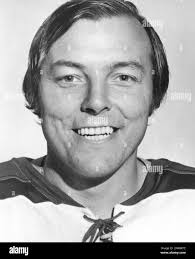 Portrait of Canadian ice hockey goaltender Andrew Conrad "Andy" Brown  playing in the WHL for the Indianapolis Racers, taken in January 1975. (AP  Photo Stock Photo