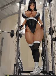 Porn image of hentai high socks straight hair woman gym leotard black hair  created by AI