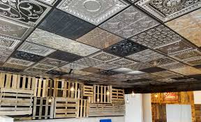 Faux Tin And Real Tin Ceiling Tiles Can Be Combined With A Variety Of Textures And Styles To Create T Ceiling Tiles Faux Tin Ceiling Tiles Ceiling Light Design