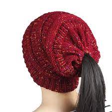 Women Beanie With Ponytail Hole Winter Knit Caps Hat Red C0188ygm7wl Women Beanie Ponytail Beanie Messy Bun Hat