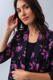 Le blazer ouvert imprimé floral, veston fleuri, veston femme