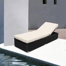 Amazon Com Dimar Garden Outdoor Rattan Patio Lounge Chair Bed Conversation Set Chaise Furniture Upholstered Wic In 2020 Patio Lounge Chairs Patio Lounge Folding Chair