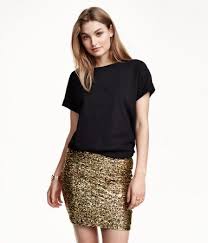 Black And Gold Skirt H M Offers Fashion And Quality At The Best Price Fashion Sequins Top Outfit Sequin Skirt Outfit