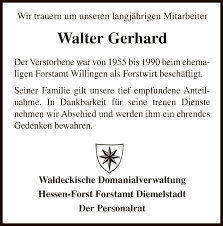 Traueranzeigen von Walter Gerhard