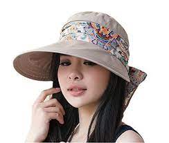 Roll Up Wide Brim Sun Visor Upf 50 Uv Protection Hat With Neck Protector Khaki Ihomey Sun Hats Women Accessories Hats Hats For Big Heads